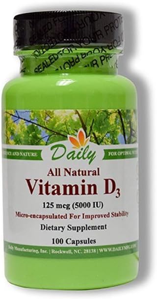 High-Potency Vitamin D3 5000 IU Supplement for Daily Use - 100 Vegetarian Capsules