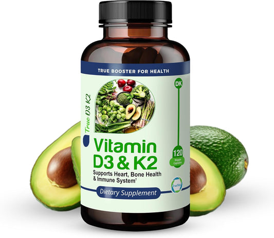 High Potency Vitamin D3 & K2 Supplement for Heart, Bone, and Immune Health - 15,000 IU D3, 90mcg K2 MK7 - 120 Veg Caps - USA Made, GMP Certified