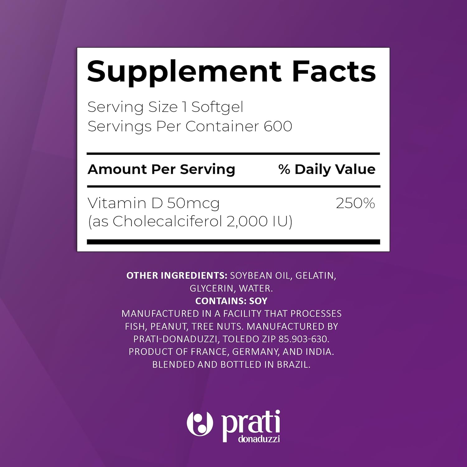 High Potency Vitamin D3 Softgels - 5,000 IU for Immune Support and Bone Health - 500 Capsules - Non-GMO, Gluten-Free - Easy to Swallow for Adults and Seniors