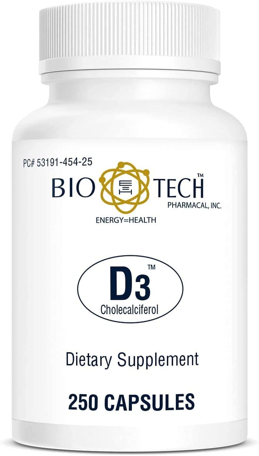 High Potency Vitamin D3 Supplement - 1,000 IU, 250 Capsules by Bio-Tech Pharmacal
