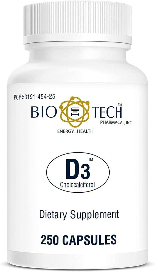 High Potency Vitamin D3 Supplement - 1,000 IU, 250 Capsules by Bio-Tech Pharmacal