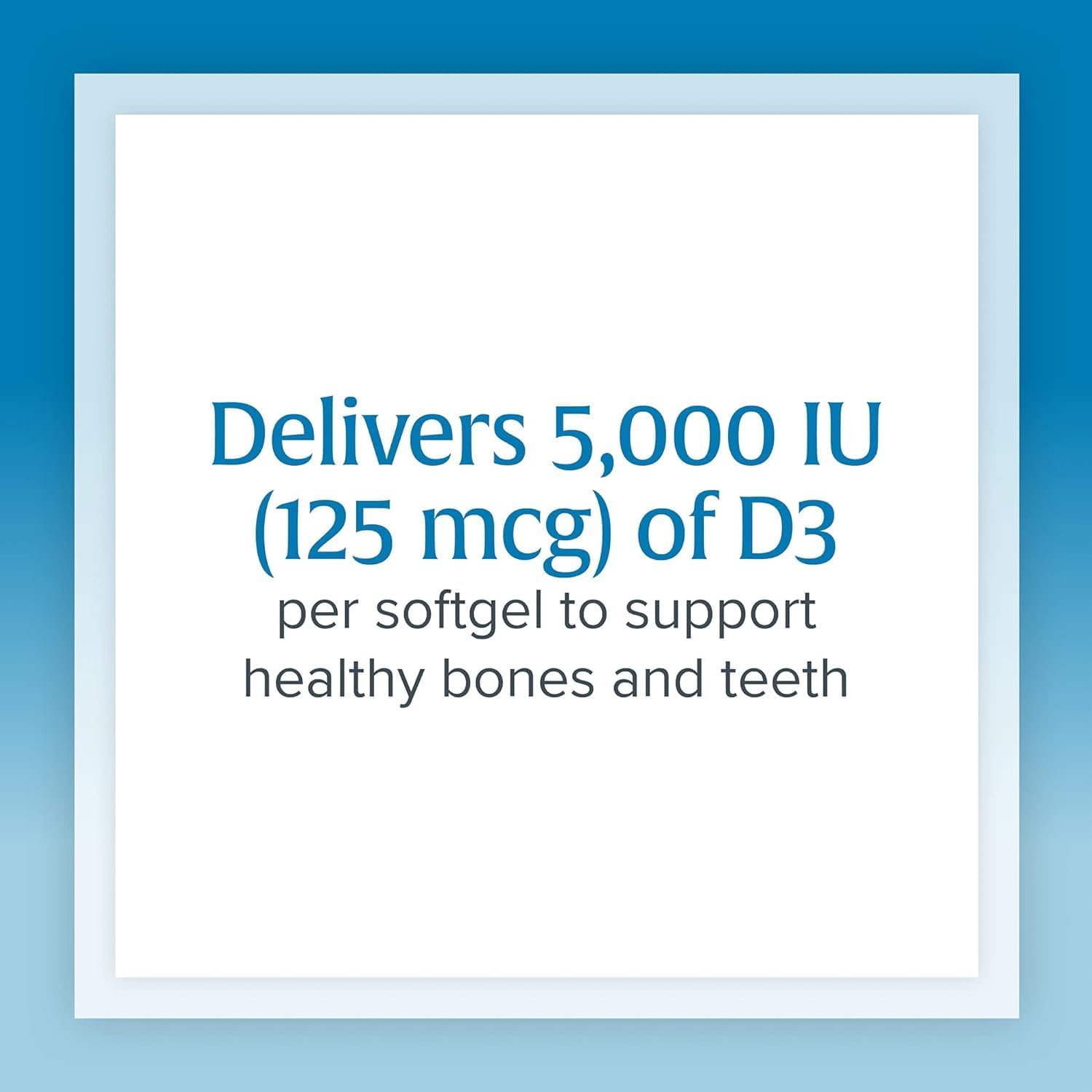 High Potency Vitamin D3 Supplement for Bone Health - 5000 IU, 120 Soft Gels - Natural Factors