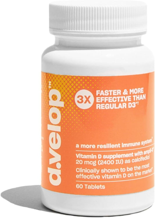 High Potency Vitamin D3 Supplements for Immune, Bone & Heart Health - Clinically Tested 2400 IU Vitamin D Pills - 60 Count