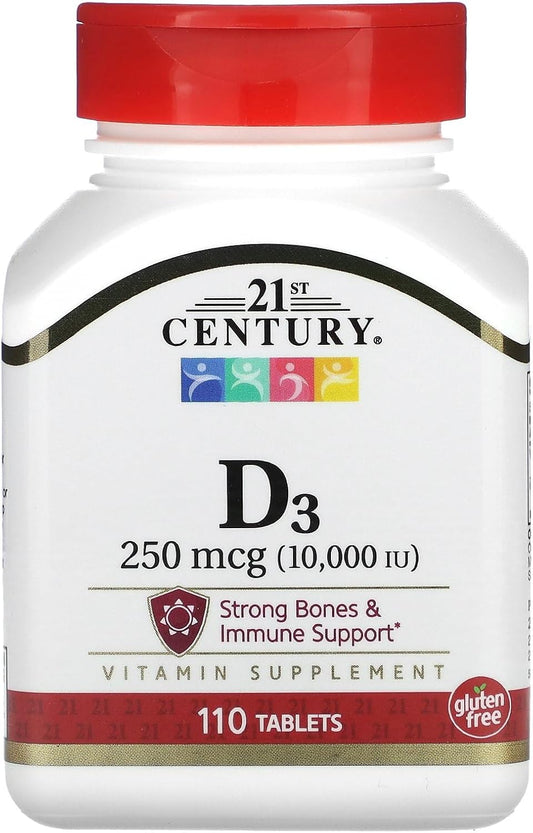 High Potency Vitamin D3 Tablets for 21st Century, 10,000 IU - 110 Count (27504)