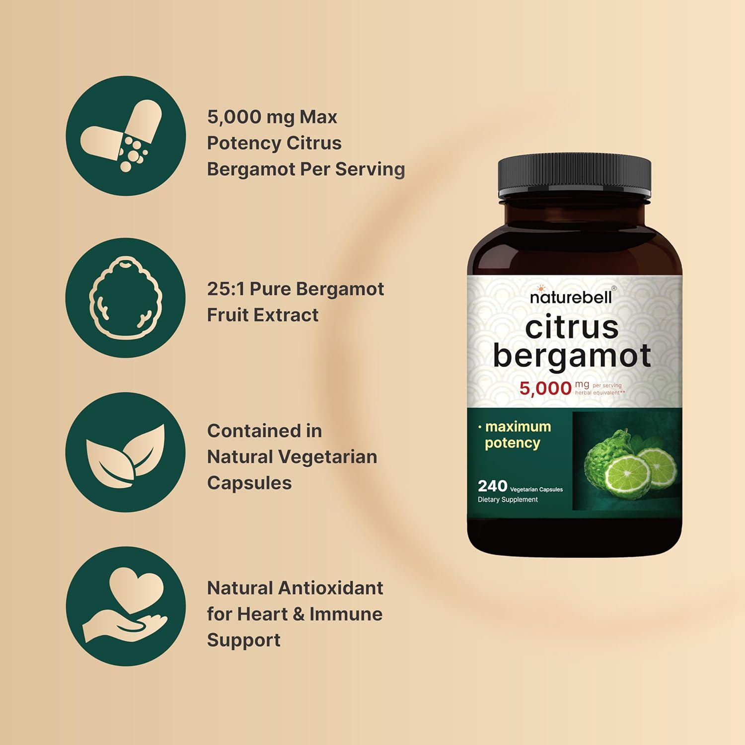 High-Potency Vitamin D3 with K2 MK-7 and Citrus Bergamot Bundle Pack for Immune Support | Bioavailable Coconut Oil Softgels with Antioxidants