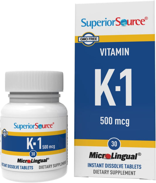 High Potency Vitamin K1 500mcg Supplement for Enhanced Absorption and Bone Health