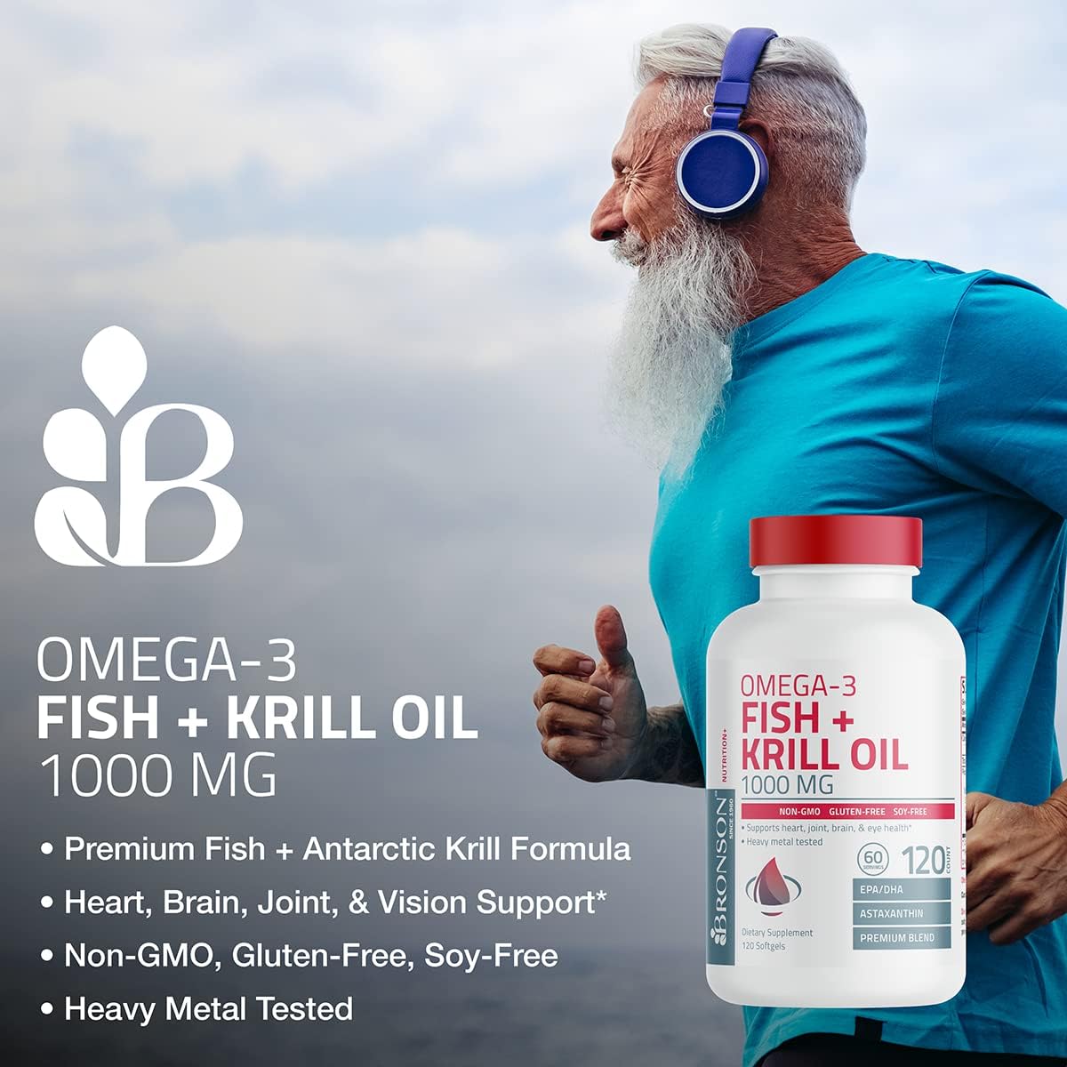 High Potency Vitamin K2 (MK7) with D3, Omega-3 Fish, and Krill Oil 1000 MG Supplement