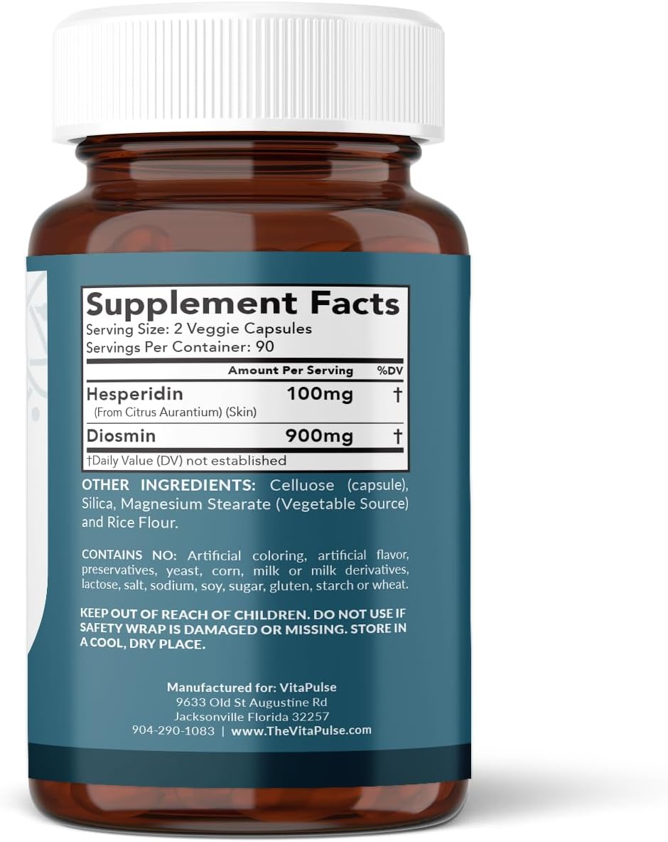 High Potency VitaPulse Hesperidin Supplement - 1000mg Per Serving (180 Capsules) - 3 Month Supply
