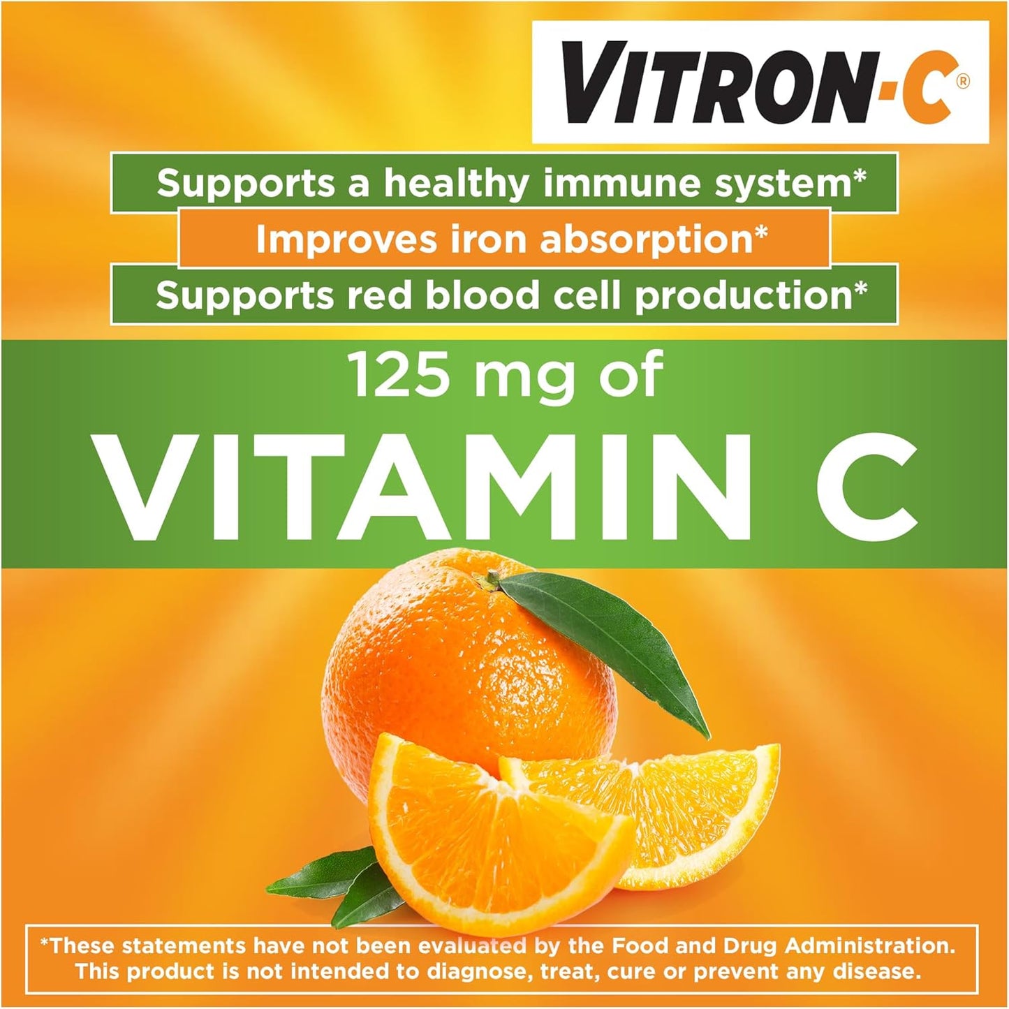 High Potency Vitron-C Iron Supplement for Immune Support - Daily Iron & Vitamin C Supplement