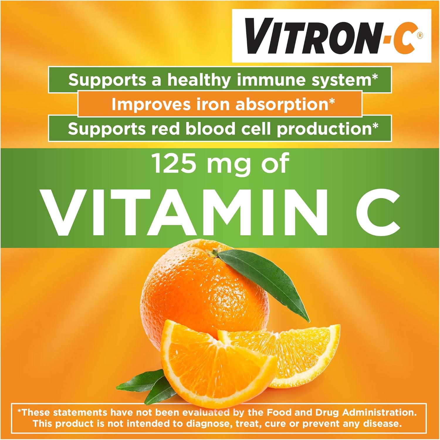 High Potency Vitron-C Iron Supplement for Immune Support - Daily Iron & Vitamin C Supplement