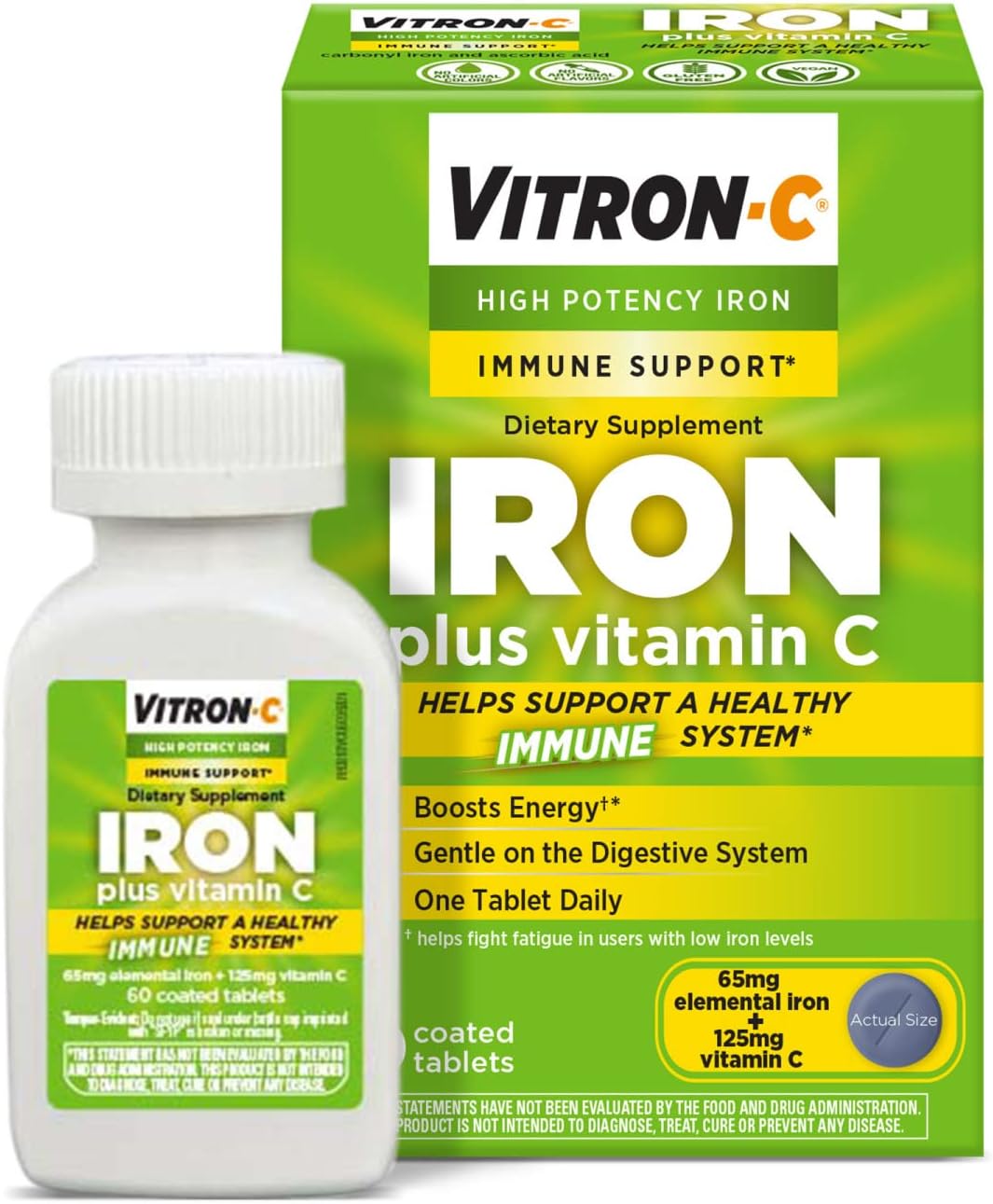 High Potency Vitron-C Iron Supplement for Immune Support - Daily Iron & Vitamin C Supplement