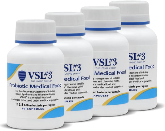 High Potency VSL#3 Probiotic Capsules for Digestive Health Support - 112.5 Billion CFUs, Multi-Strain Live Probiotics for Men & Women - 240 Pack