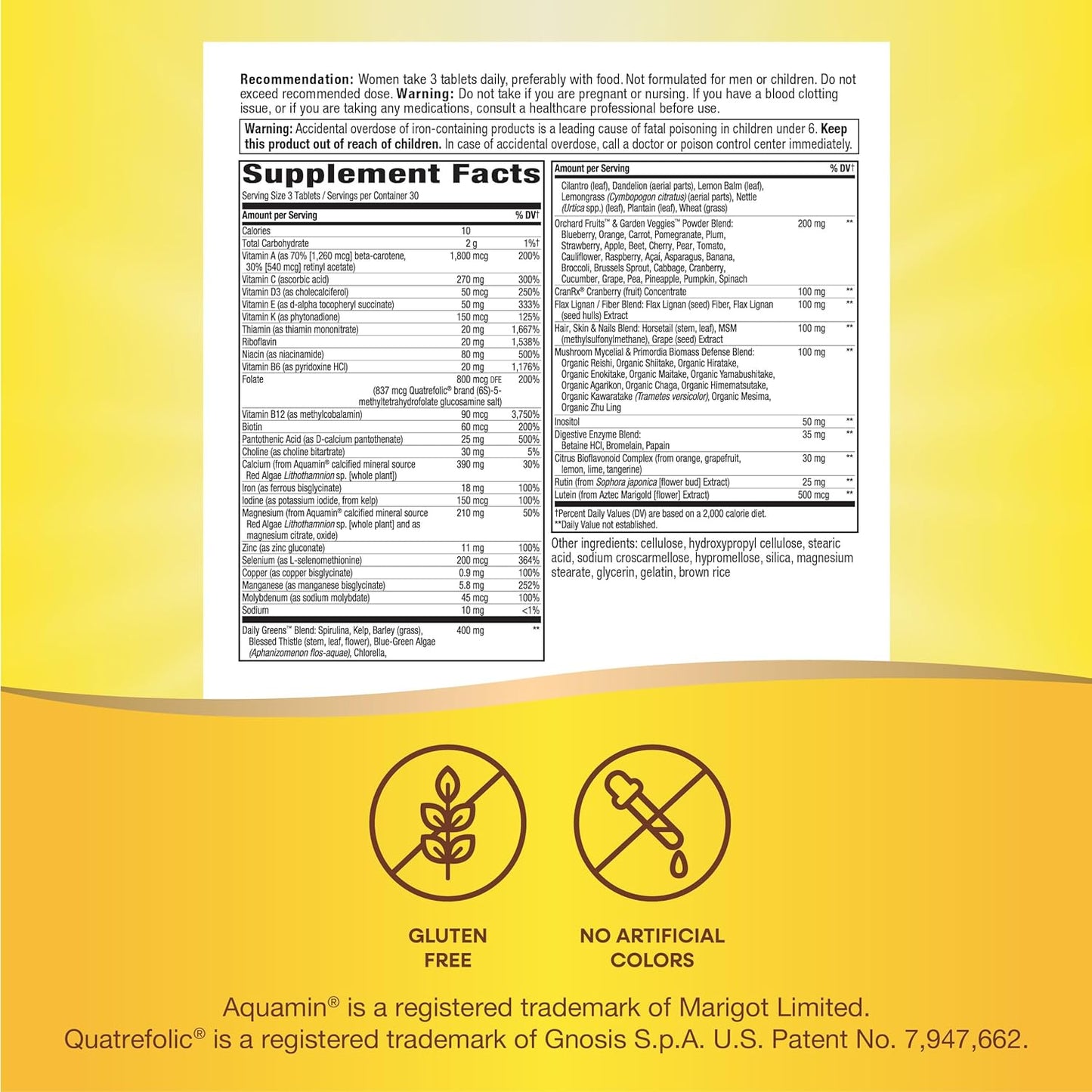 High-Potency Women's Multivitamin with B-Vitamins for Energy, Heart, and Bone Health, 90 Tablets