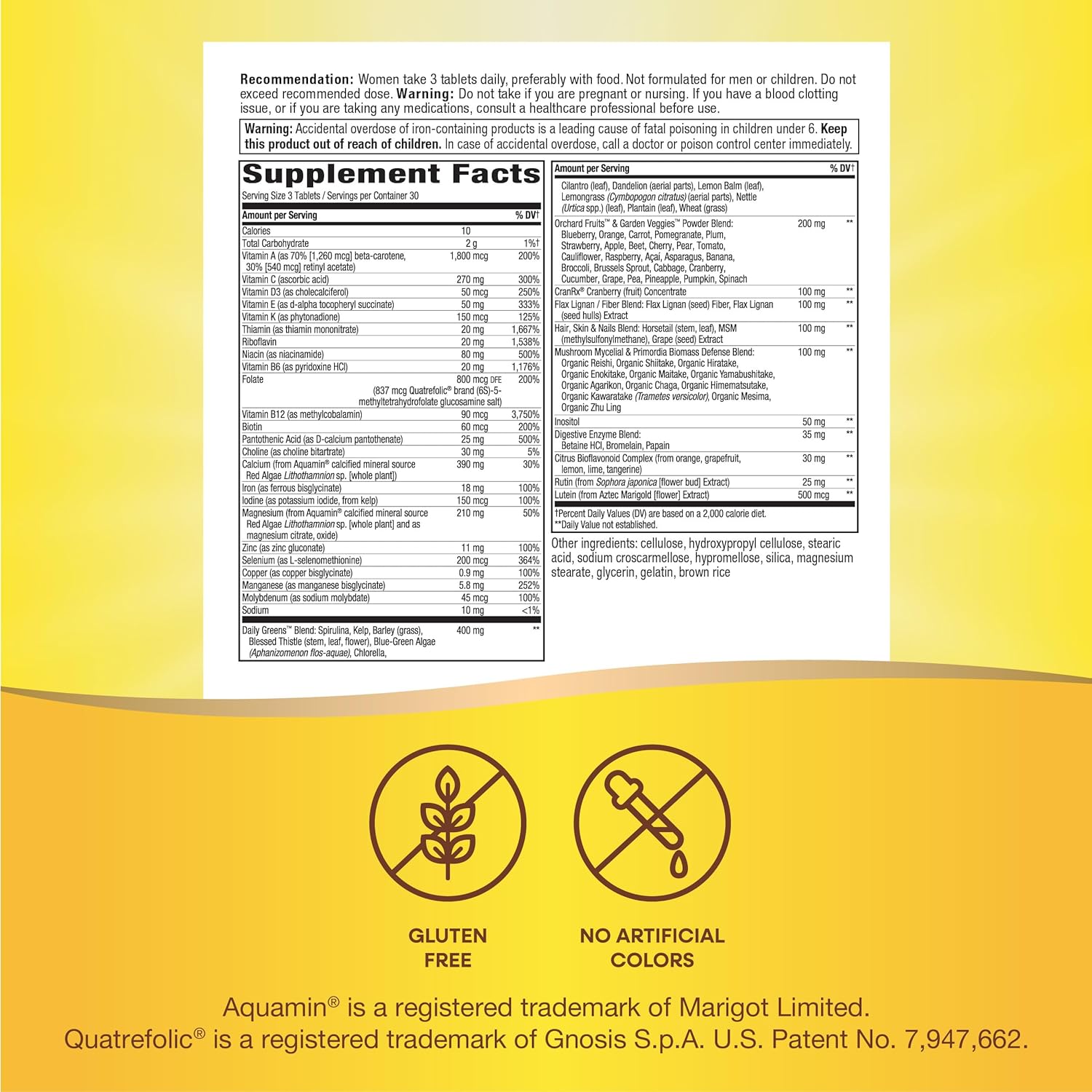 High-Potency Women's Multivitamin with B-Vitamins for Energy, Heart, and Bone Health, 90 Tablets