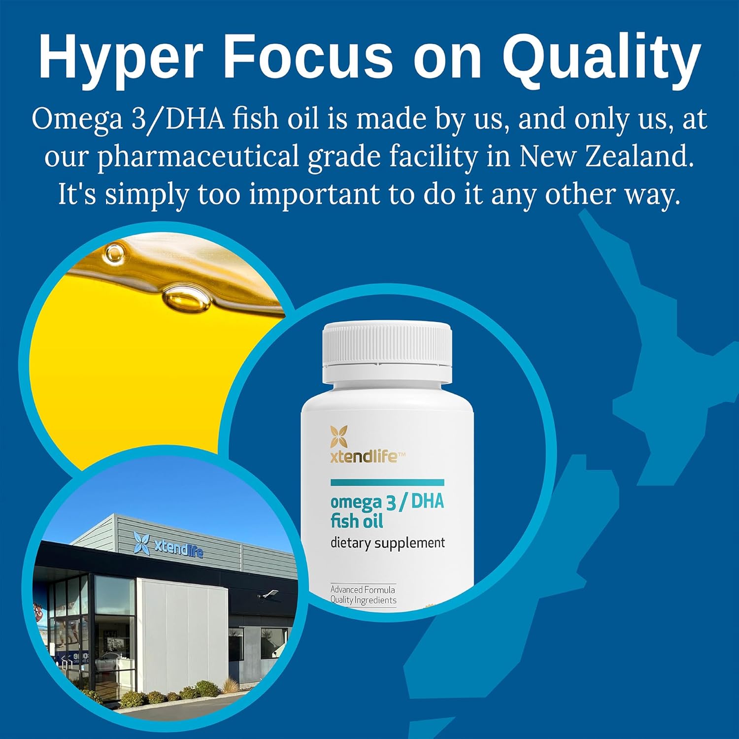 High Potency Xtendlife Omega 3 DHA Fish Oil - 1100mg with 700mg DHA and 300mg EPA - Heart and Brain Support - 60 Softgels