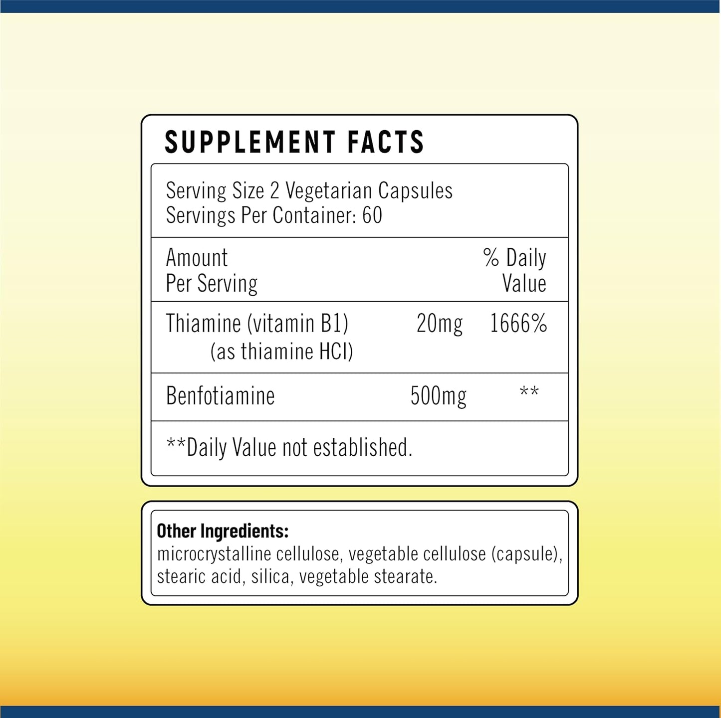 High Potency YOYKYE Benfotiamine Capsules - 500mg Fat-Soluble Vitamin B1 for Healthy Metabolism - Gluten-Free & Vegetarian - 120 Count
