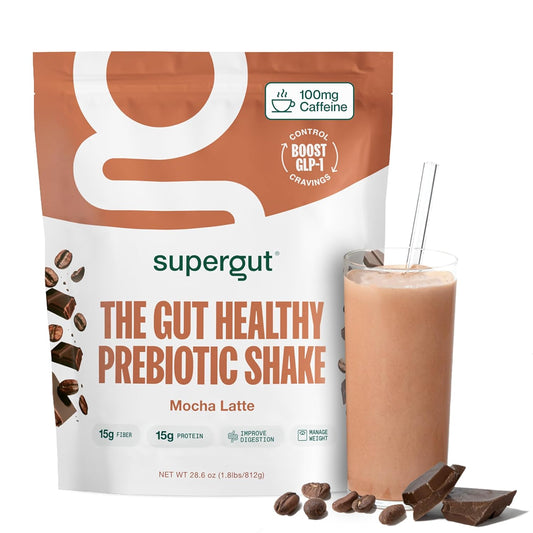 High Protein and Fiber Meal Replacement Shake with Prebiotics - Mocha Latte Flavor (14 Servings) | Keto-Friendly, No Added Sugar, Boost GLP-1