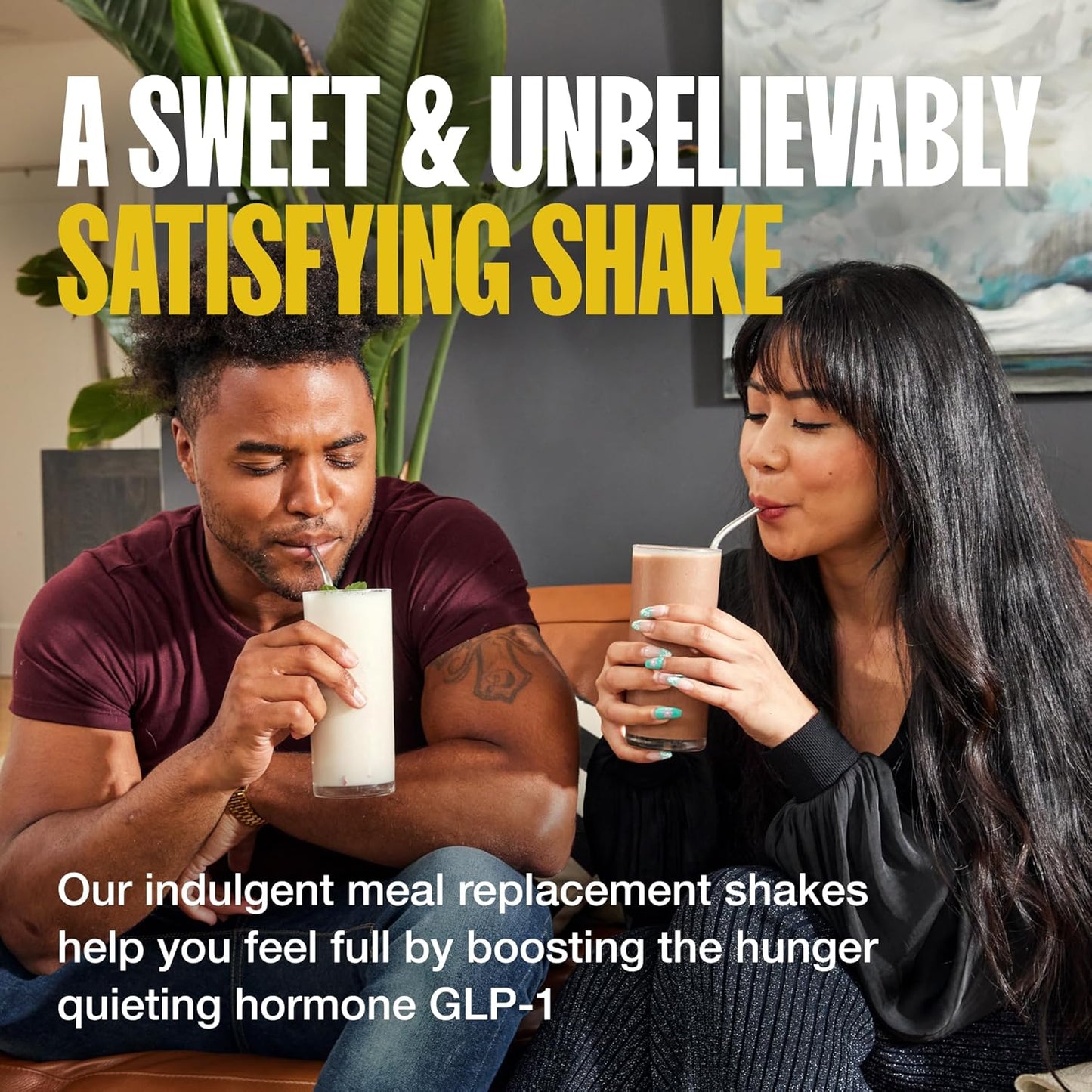High Protein and Fiber Strawberry Prebiotic Shake for Keto Diet - Meal Replacement with GLP-1 Boost - No Added Sugar - 14 Servings