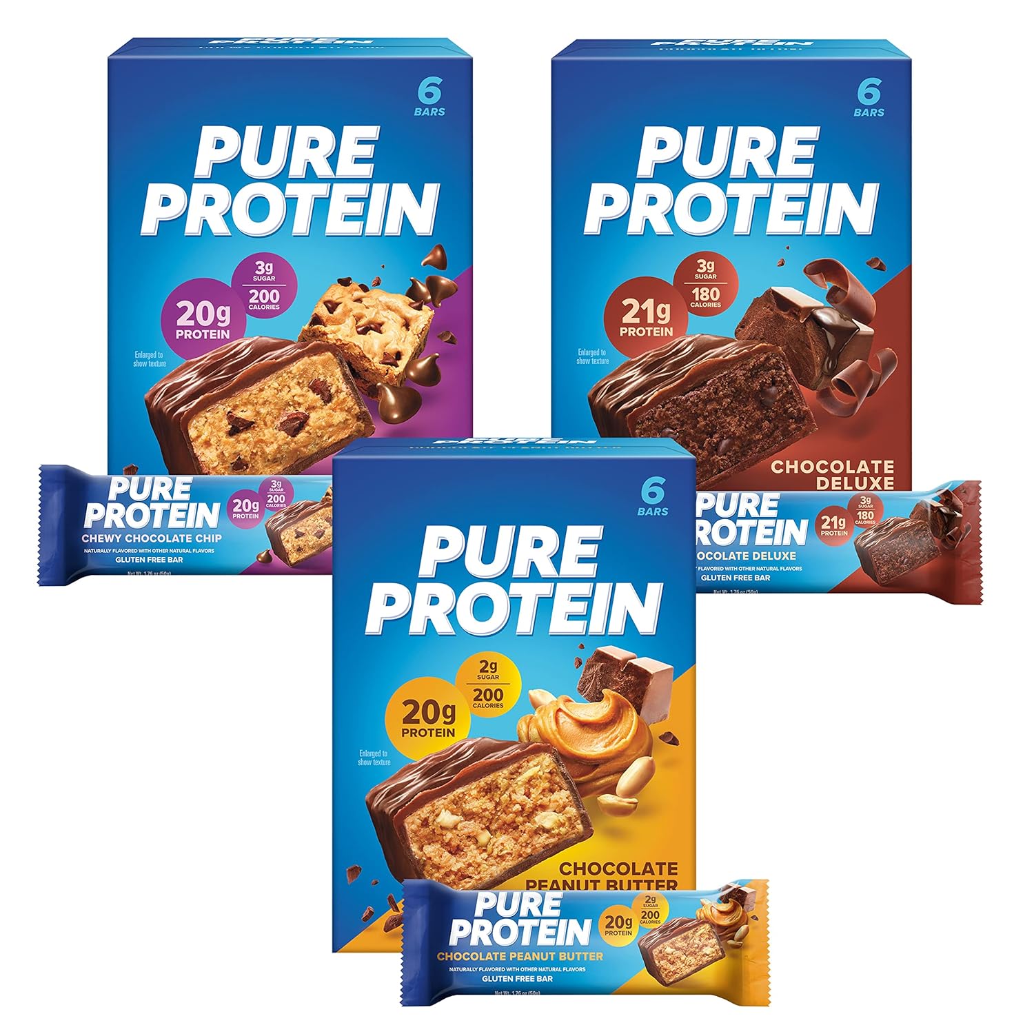 High Protein Bars Variety Pack with 30 Bars, Gluten-Free Options, Assorted Flavors - Quest Nutrition & Pure Protein Bars