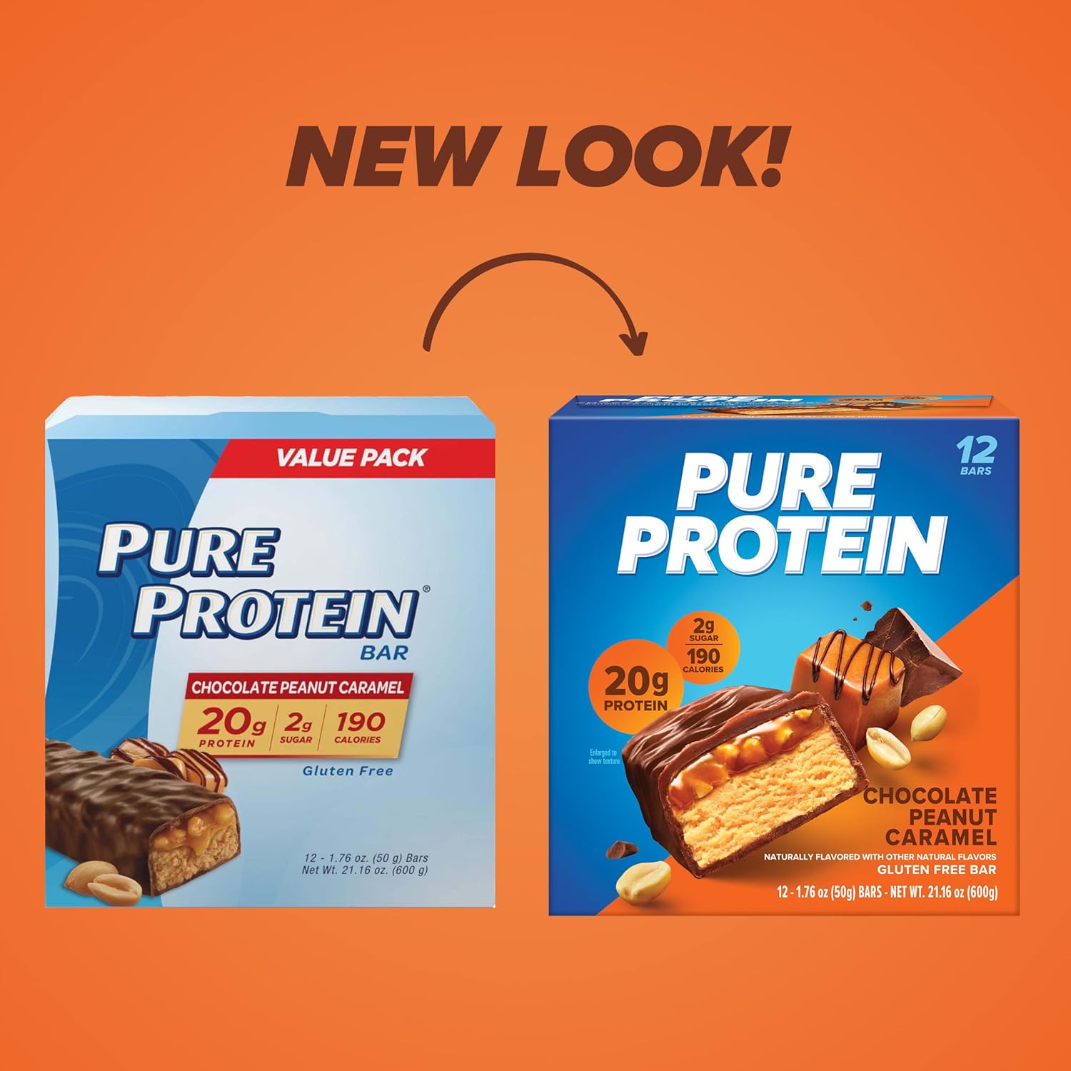 High Protein Chocolate Peanut Caramel Bars, Nutritious Snacks for Energy, Low Sugar, Gluten Free, 1.76oz, 12 Count - BoostGo Australia