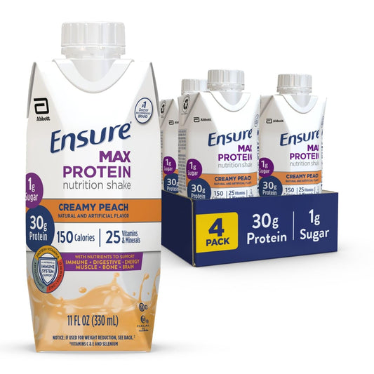 High-Protein Creamy Peach Nutrition Shake | 30g Protein, Low Sugar, High Fiber | 4 Pack