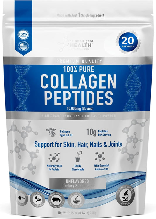 High Protein Grass Fed Collagen Peptides Powder - Unflavored, Gluten-Free, Paleo & Keto Friendly - Supports Skin, Hair, Nails, Joints, & Bones - 10g per Serving - 200g