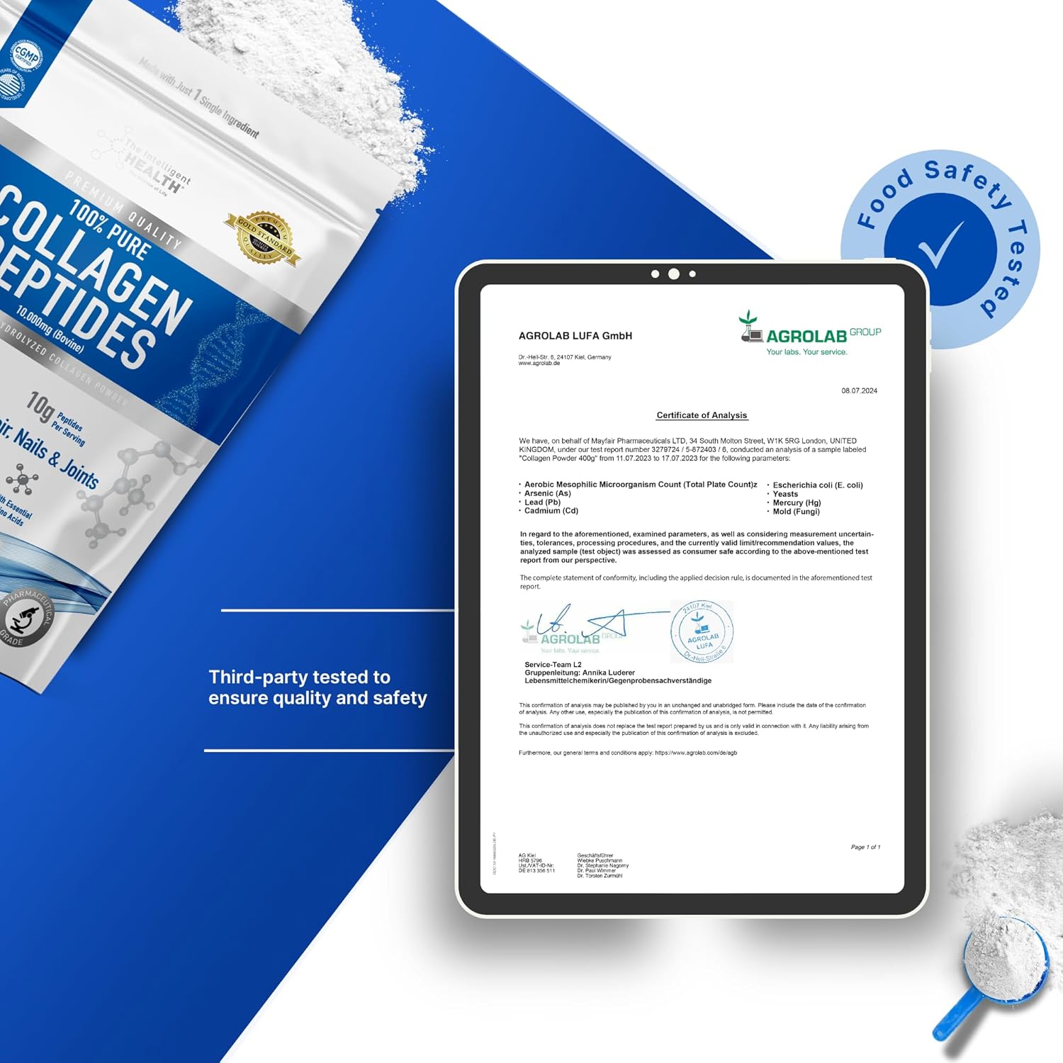 High Protein Grass Fed Collagen Peptides Powder - Unflavored, Gluten-Free, Paleo & Keto Friendly - Supports Skin, Hair, Nails, Joints, & Bones - 10g per Serving - 200g