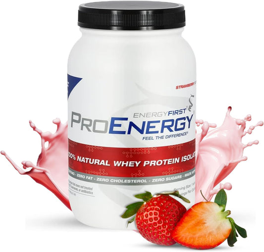 High-Protein Grass-Fed Strawberry Whey Protein Isolate Shake (2lb) - Meal Replacement & Recovery, Non-GMO, Gluten-Free - 37 Servings