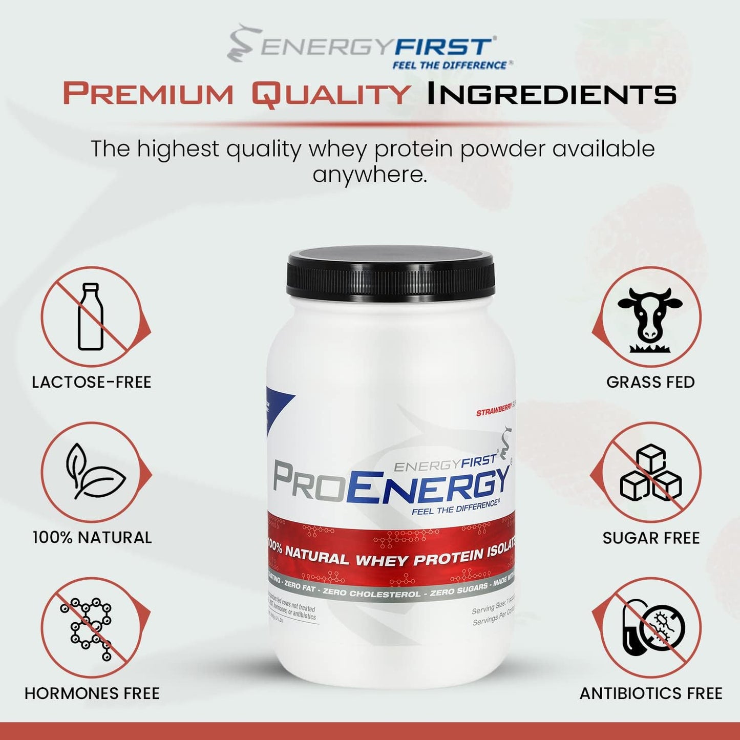 High-Protein Grass-Fed Strawberry Whey Protein Isolate Shake (2lb) - Meal Replacement & Recovery, Non-GMO, Gluten-Free - 37 Servings