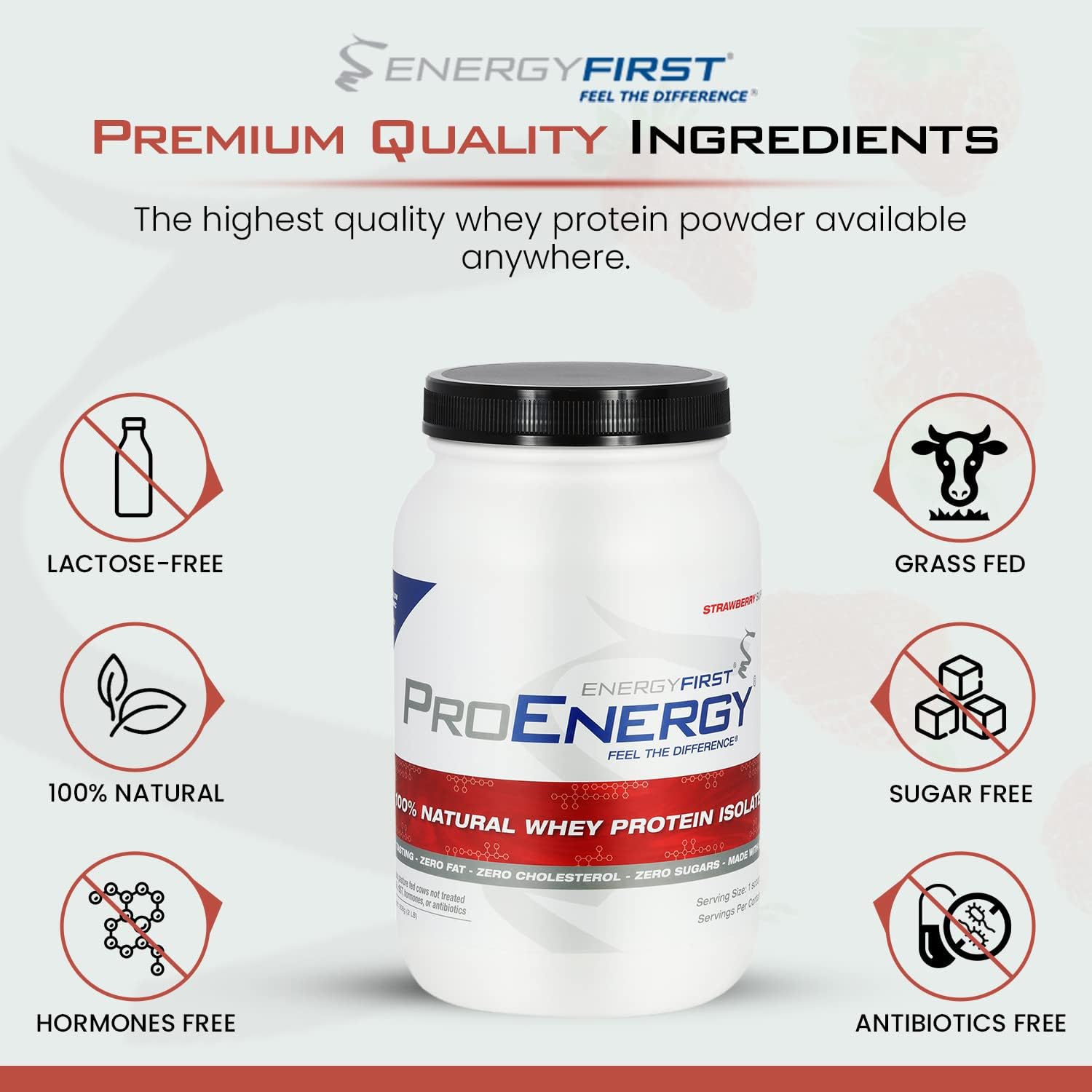 High-Protein Grass-Fed Strawberry Whey Protein Isolate Shake (2lb) - Meal Replacement & Recovery, Non-GMO, Gluten-Free - 37 Servings