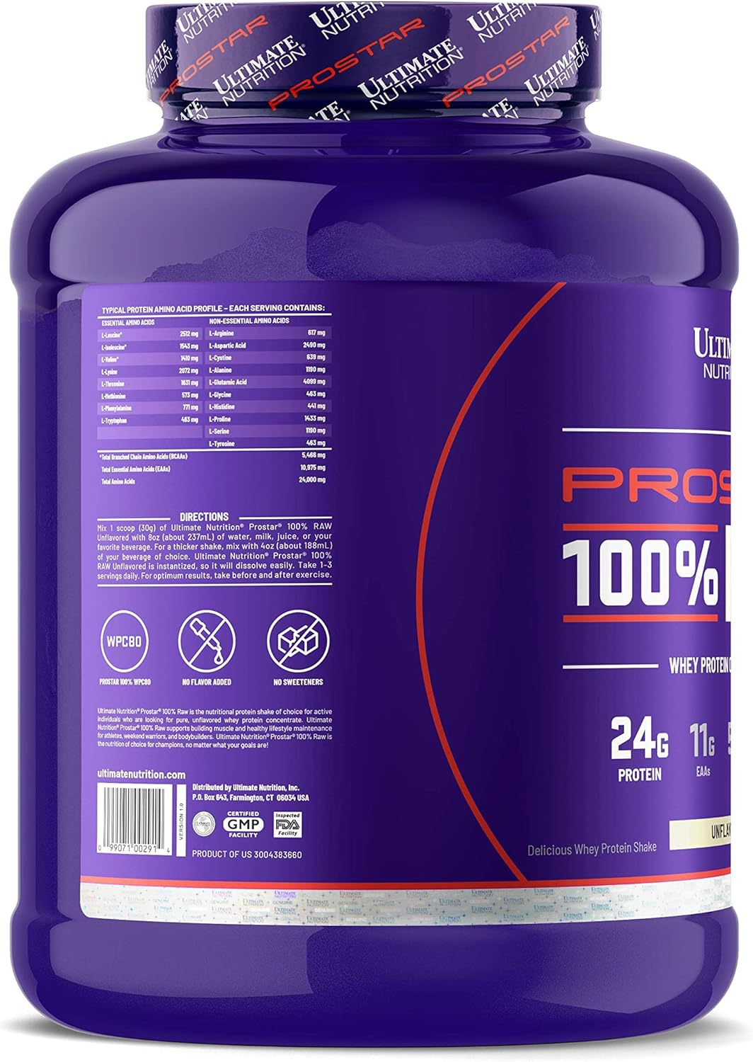 High Protein Low Carb Unflavored Whey Protein Powder - 24g Protein, 5.5g BCAAs, Keto Friendly - 67 Servings, 4.4lbs