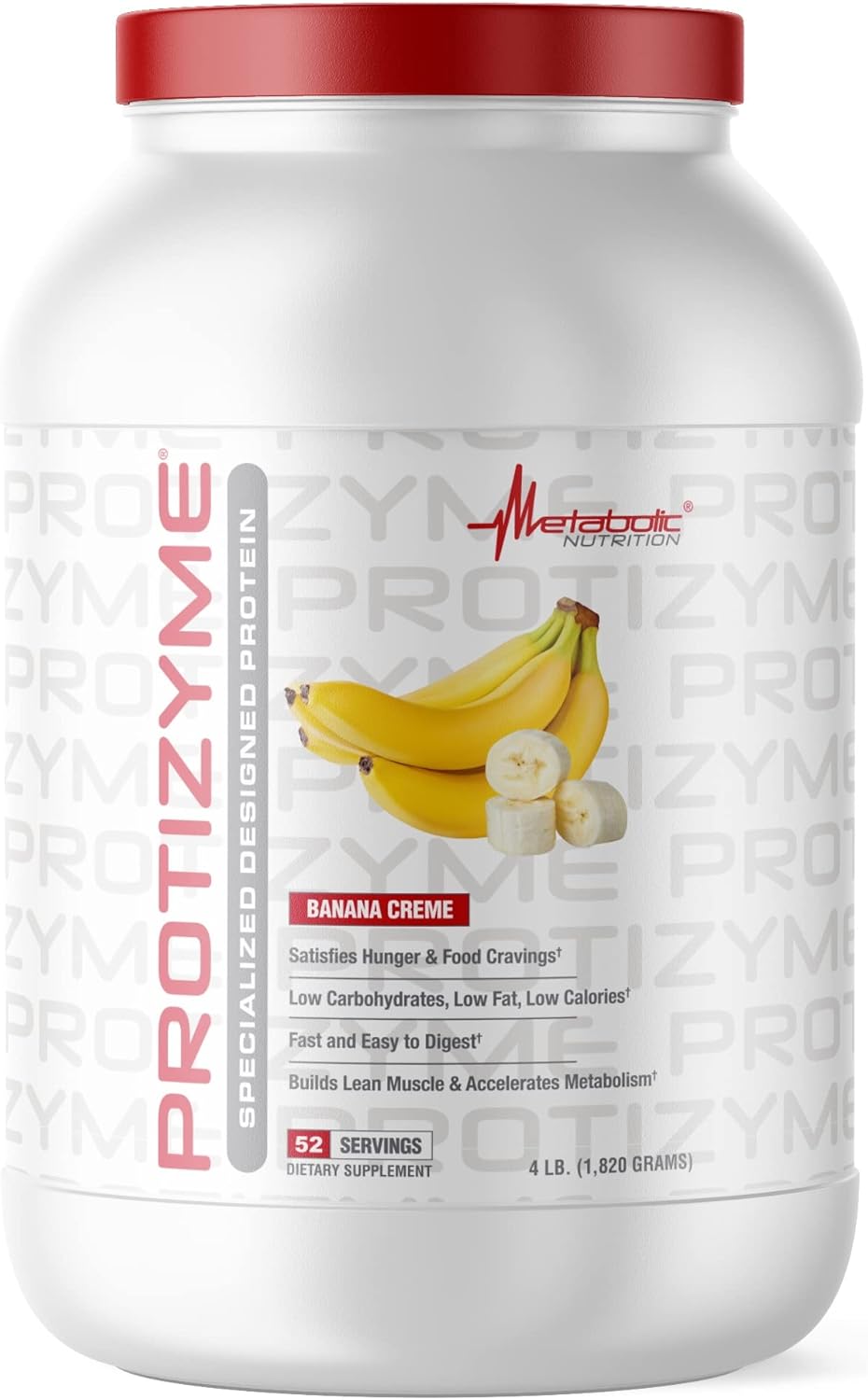 High Protein Low Carb Whey Protein Powder with Digestive Enzymes and Vitamins - 4lb