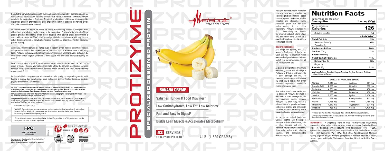 High Protein Low Carb Whey Protein Powder with Digestive Enzymes and Vitamins - 4lb