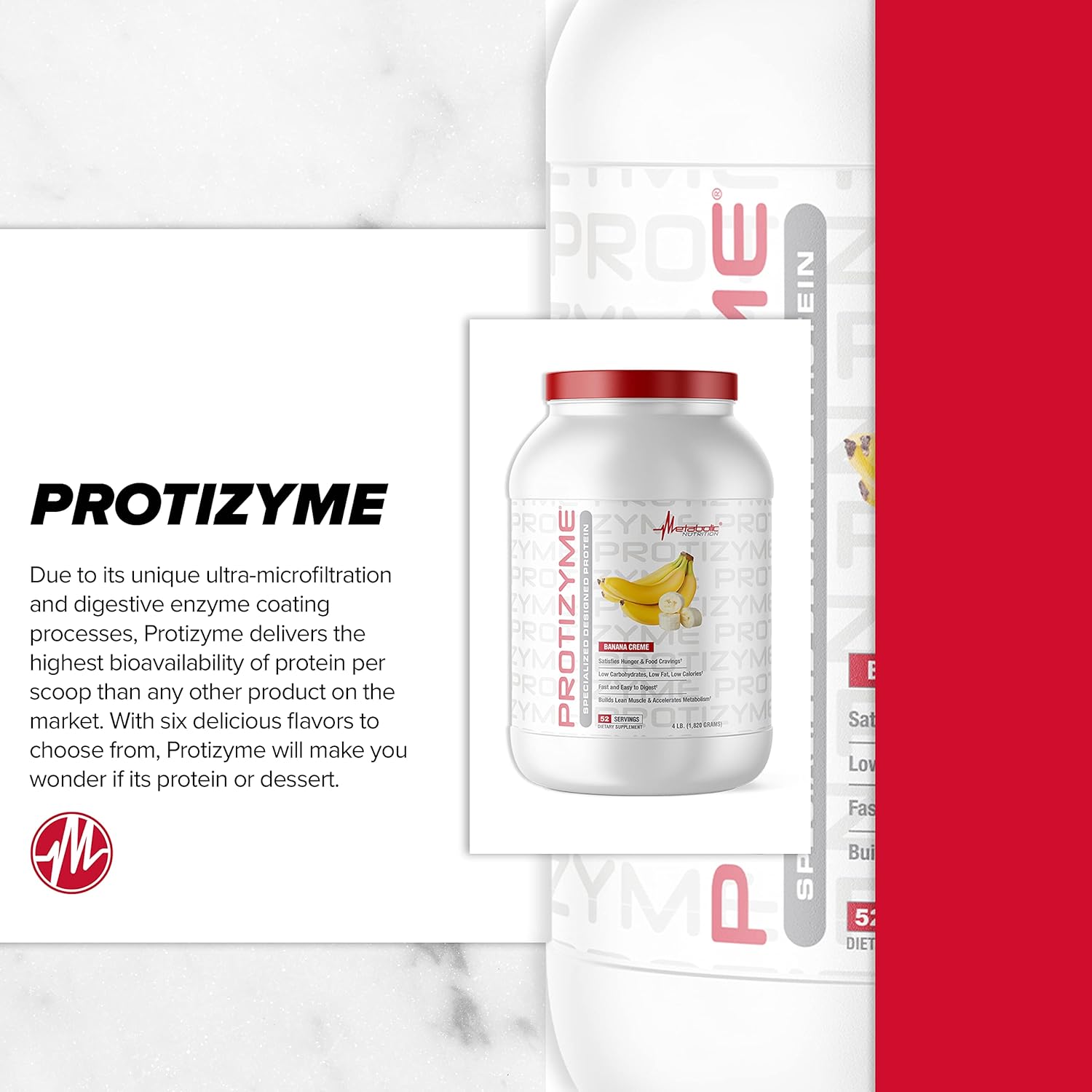 High Protein Low Carb Whey Protein Powder with Digestive Enzymes and Vitamins - 4lb