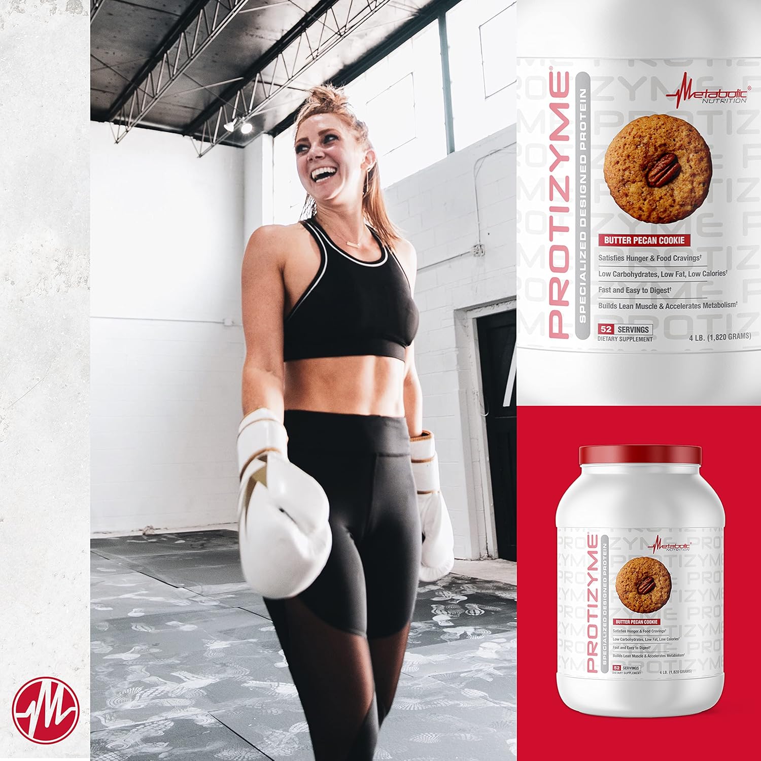High Protein Low Carb Whey Protein Powder with Digestive Enzymes and Vitamins - 4lb