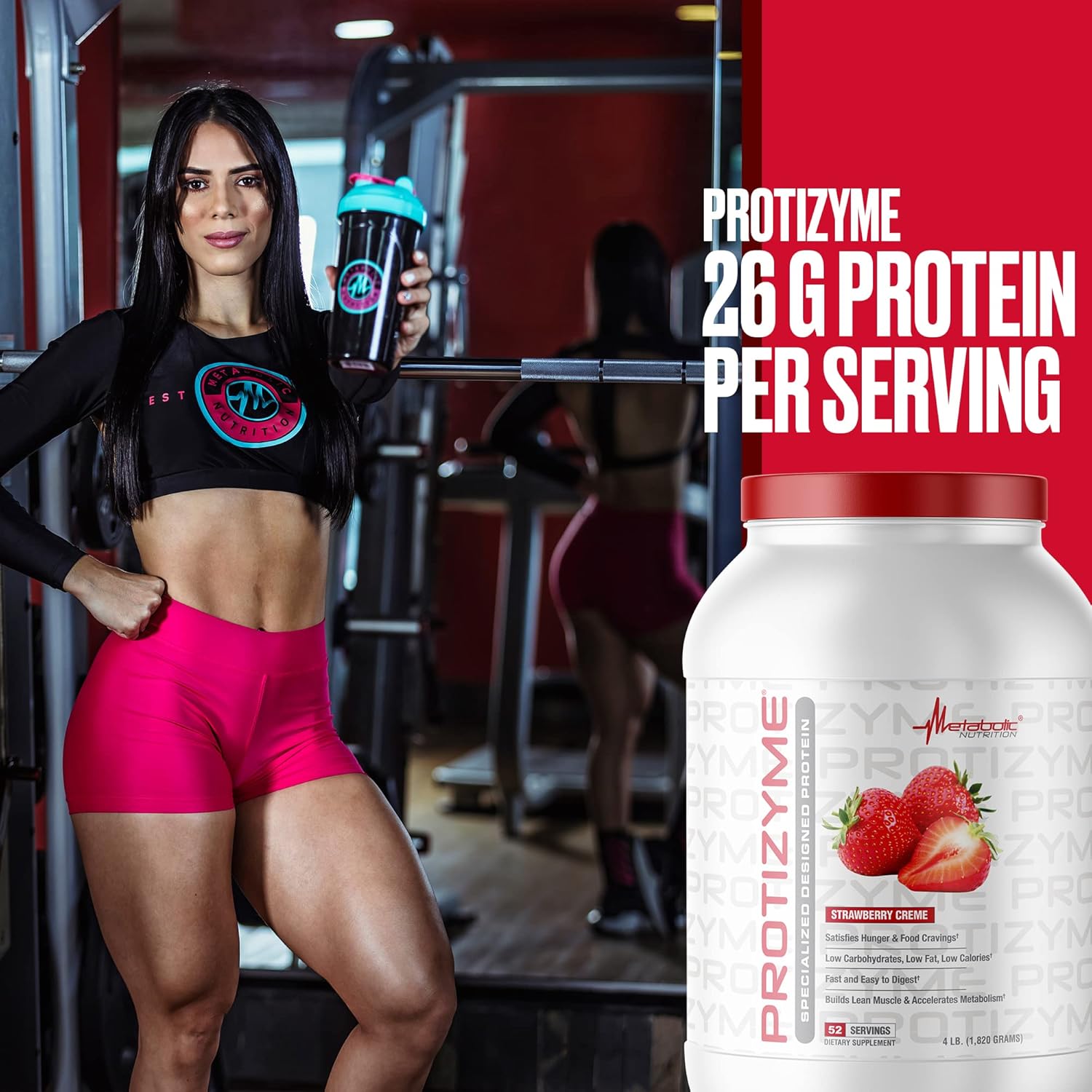 High Protein Low Carb Whey Protein Powder with Digestive Enzymes and Vitamins - 4lb