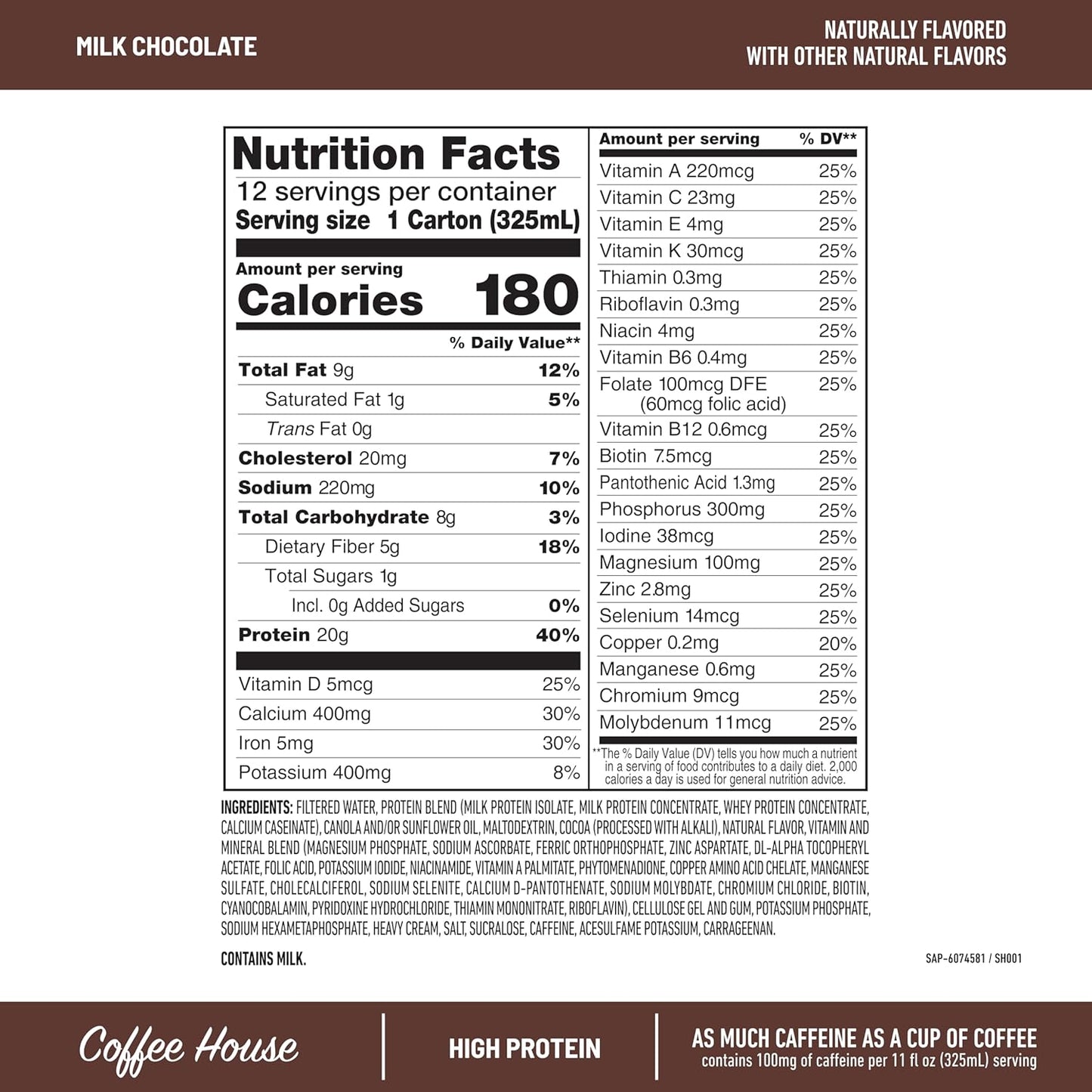 High Protein Meal Replacement Shake - SlimFast Milk Chocolate Shake with 20g Protein, Low Carb, Low Sugar, 24 Vitamins and Minerals - 11 Fl Oz Ready to Drink (Pack of 12)