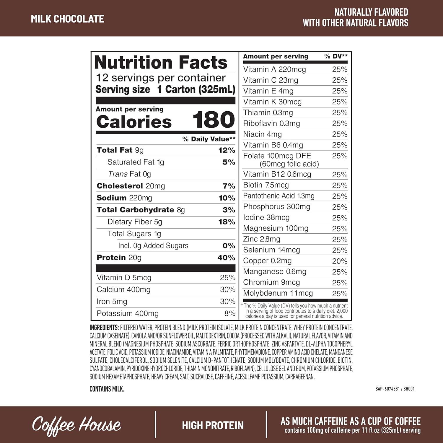 High Protein Meal Replacement Shake - SlimFast Milk Chocolate Shake with 20g Protein, Low Carb, Low Sugar, 24 Vitamins and Minerals - 11 Fl Oz Ready to Drink (Pack of 12)