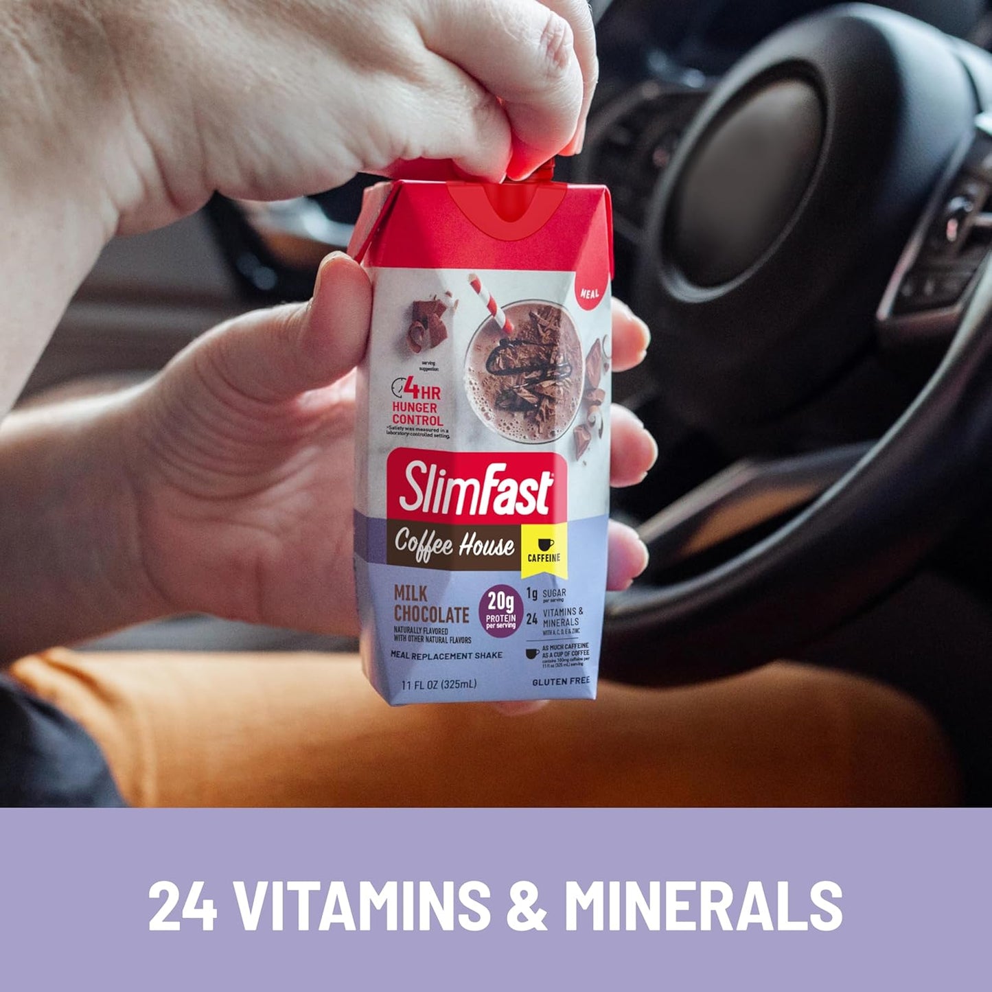 High Protein Meal Replacement Shake - SlimFast Milk Chocolate Shake with 20g Protein, Low Carb, Low Sugar, 24 Vitamins and Minerals - 11 Fl Oz Ready to Drink (Pack of 12)