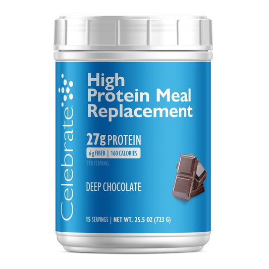 High Protein Meal Replacement Shake for Bariatric Patients - Deep Chocolate, 27g Protein, 6g Fiber - 15 Servings