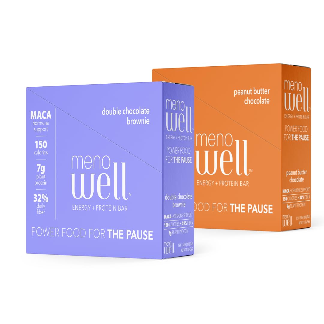 High Protein Menopause Energy Bars, Double Chocolate Brownie & Peanut Butter Chocolate, 20 Count (1 Box of Each), Formally Bossa Bar