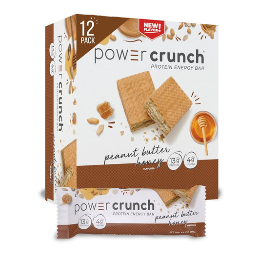 High Protein Peanut Butter Honey Wafer Bars, 1.4 Ounce (12 Count) - Delicious Power Crunch Snacks