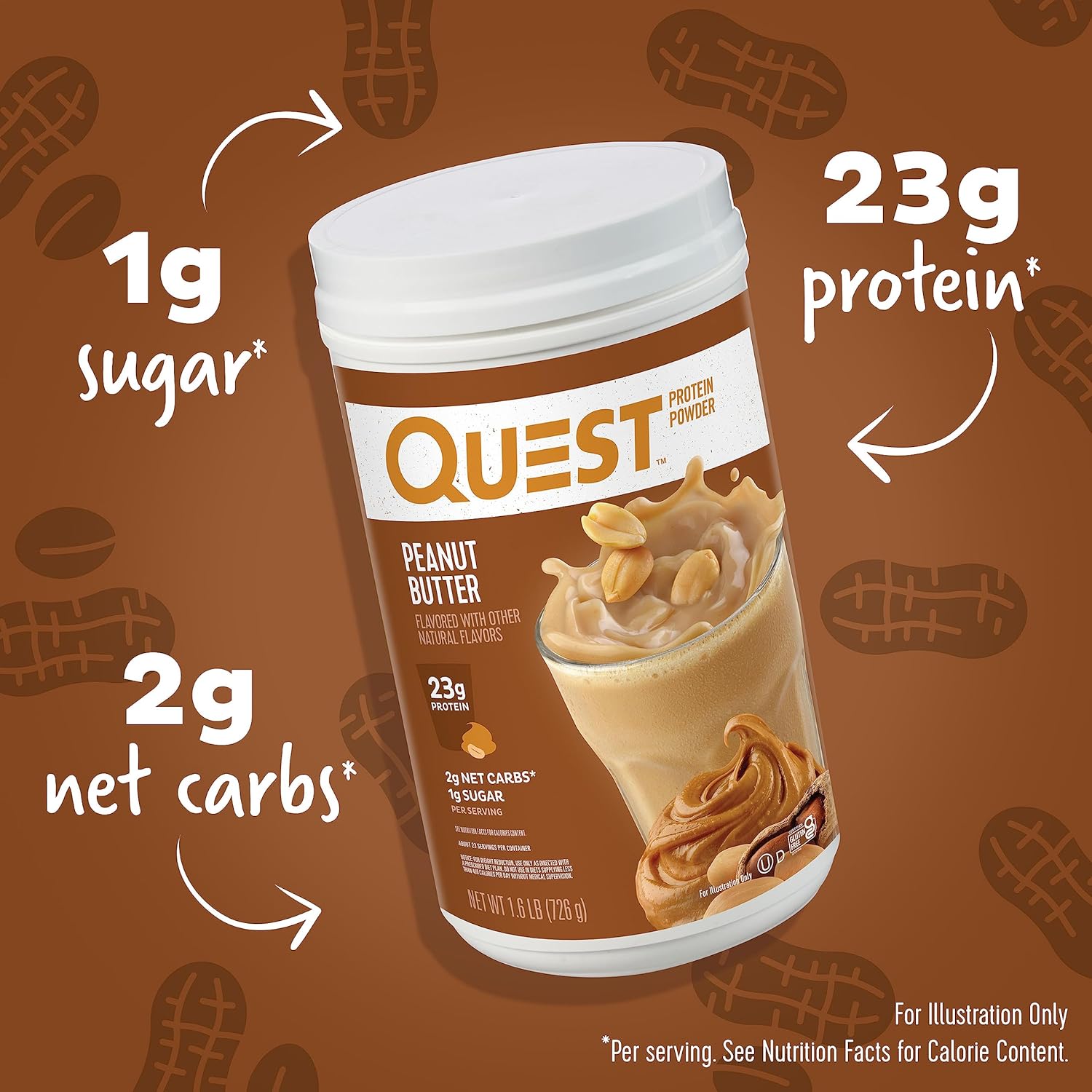 High Protein Peanut Butter Powder with Low Sugar, Gluten Free, 23 Servings, 1.6lb
