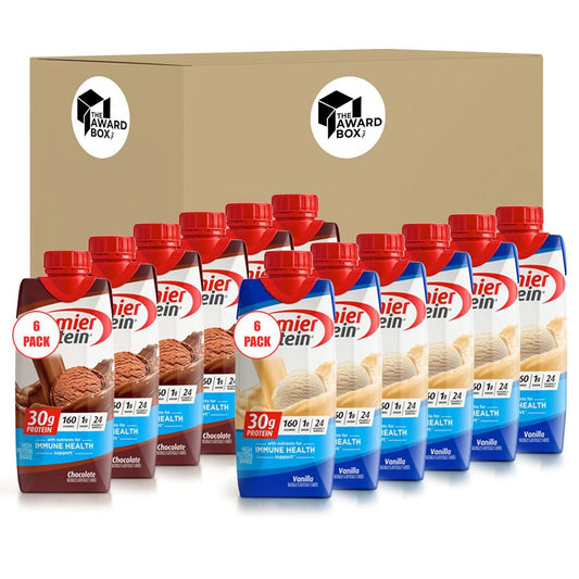 High Protein Shake Variety Pack - Chocolate & Vanilla Flavors (12 Pack, 11 fl oz) - Award Box Included