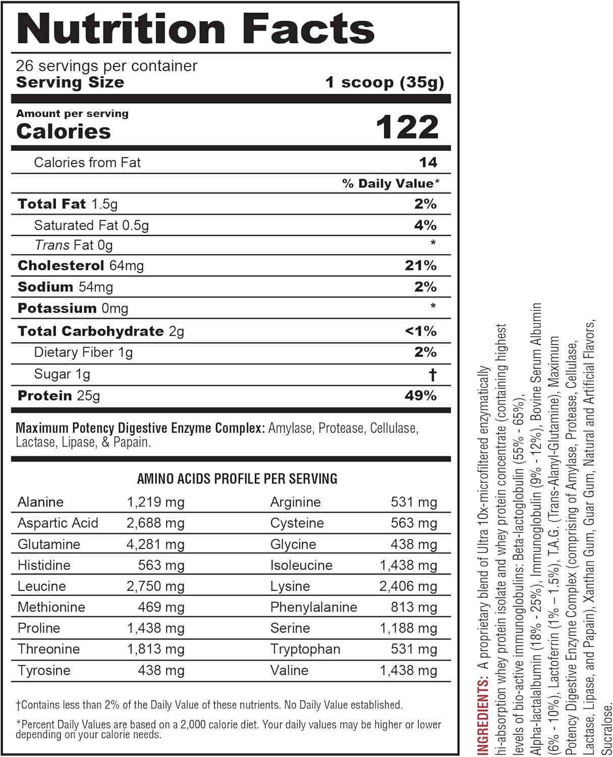 High Protein Strawberry Creme Whey Protein Powder with Digestive Enzymes - Protizyme by Metabolic Nutrition - 2 Pound