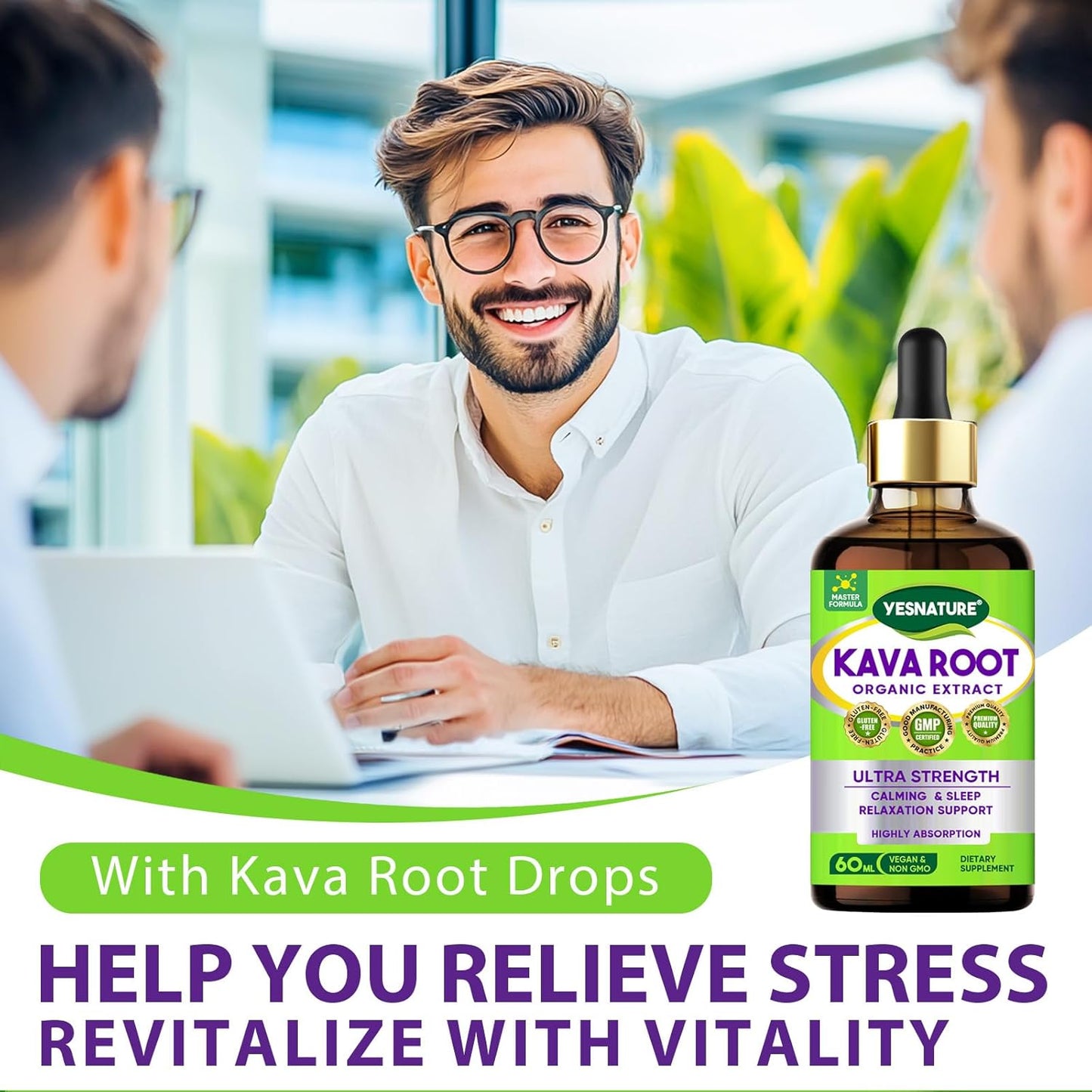 High Purity Kava Root Extract Drops for Calm and Sleep - 2FL OZ Vegan Non GMO