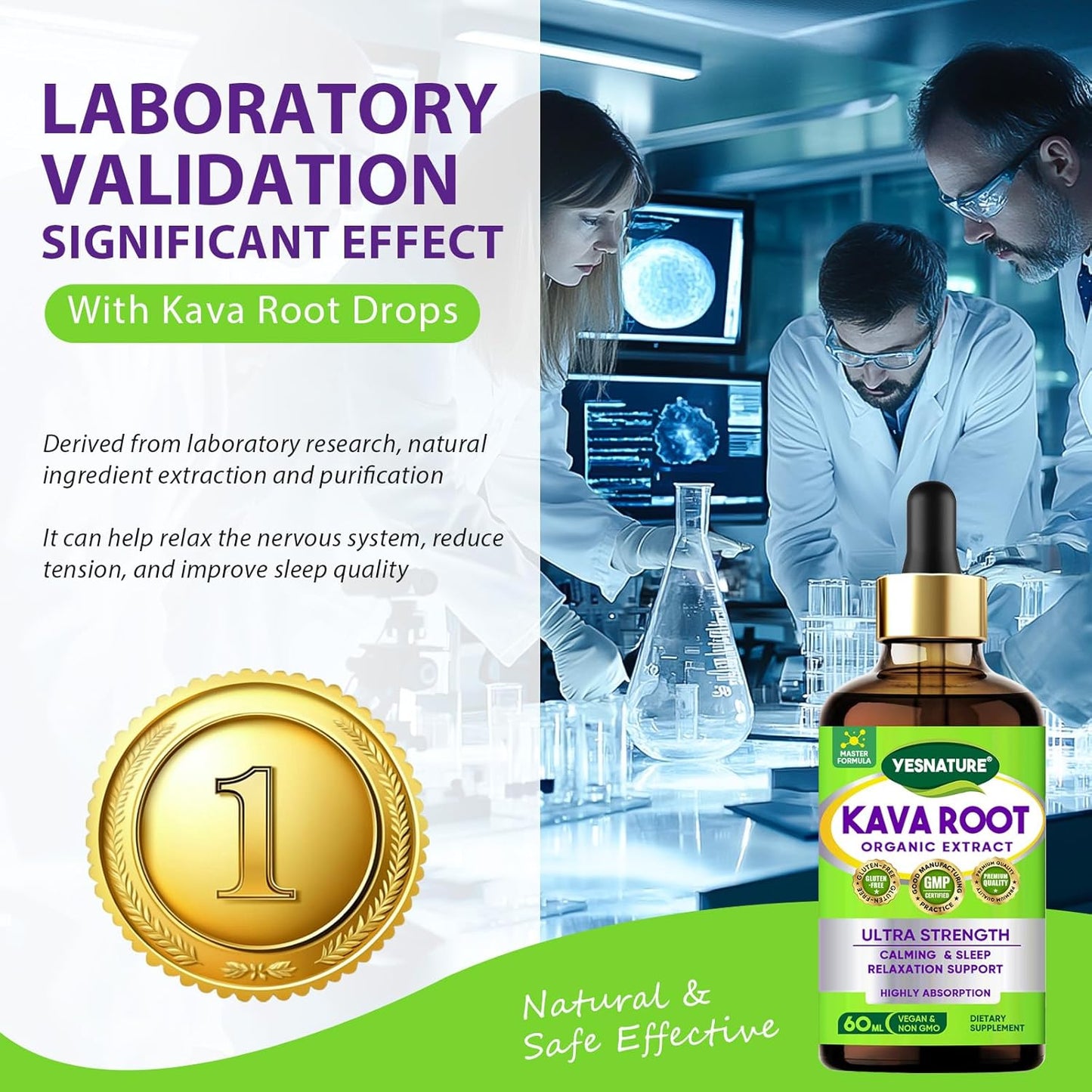 High Purity Kava Root Extract Drops for Calm and Sleep - 2FL OZ Vegan Non GMO