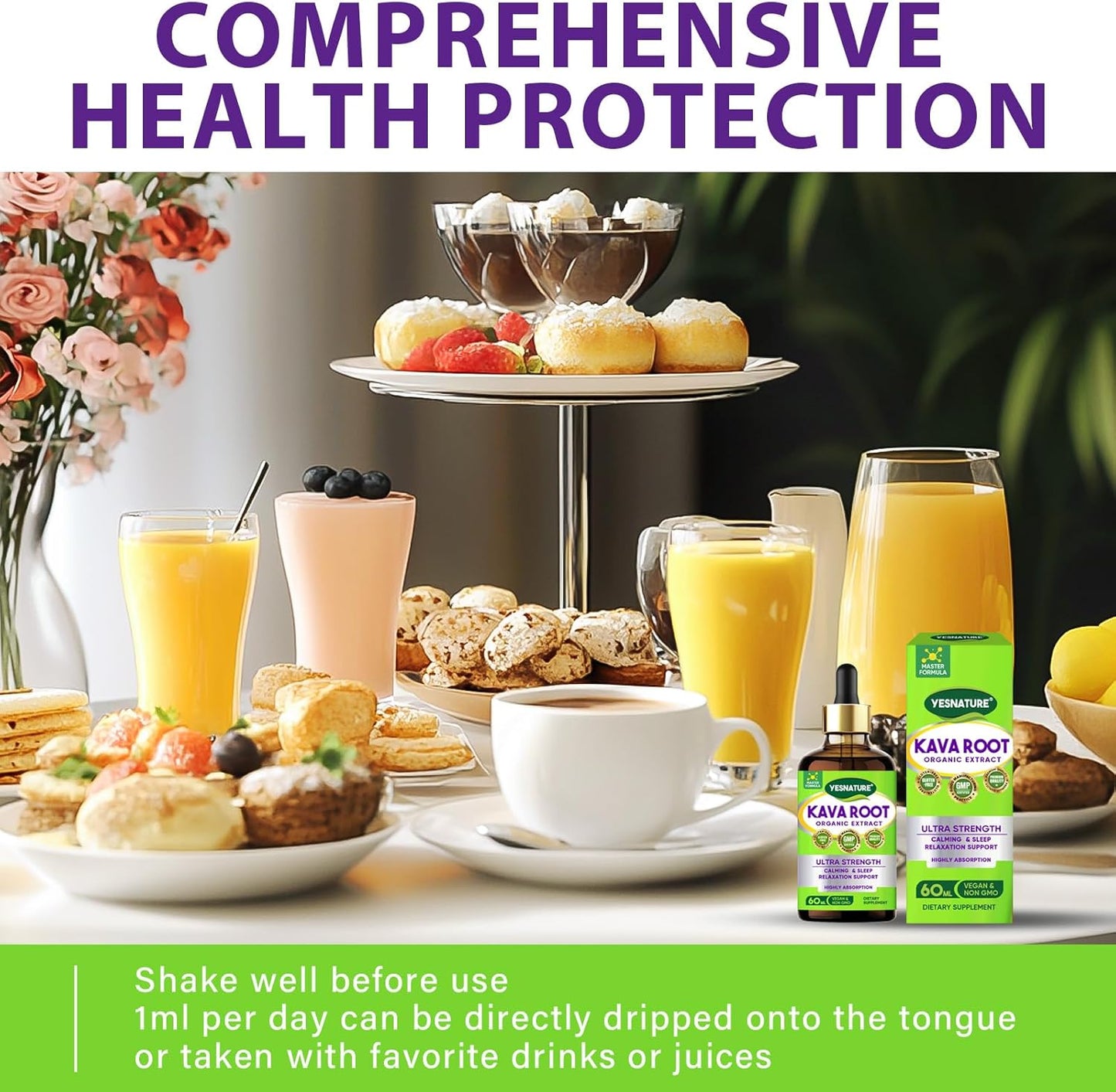 High Purity Kava Root Extract Drops for Calm and Sleep - 2FL OZ Vegan Non GMO