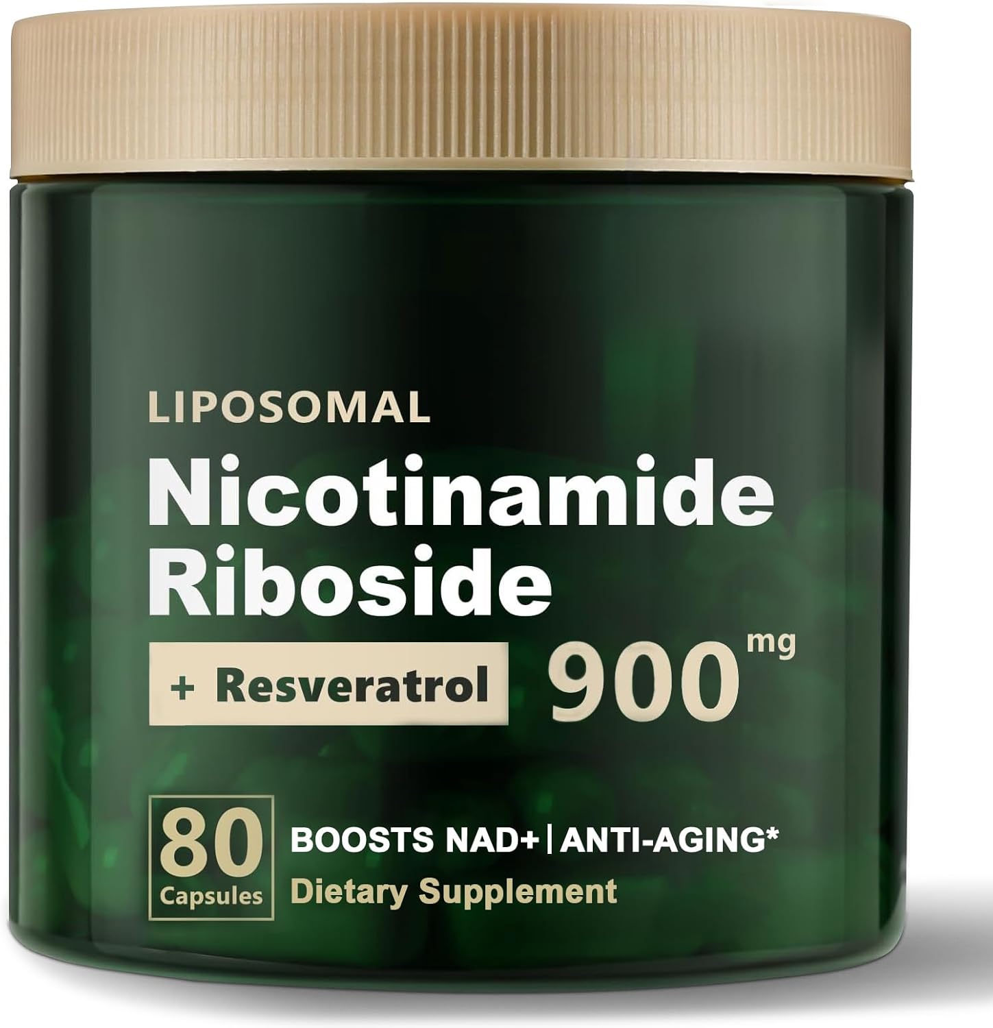 High Purity Liposomal NAD+ Supplement with Nicotinamide Riboside, Resveratrol, and Quercetin for Energy and Focus - 80 Capsules