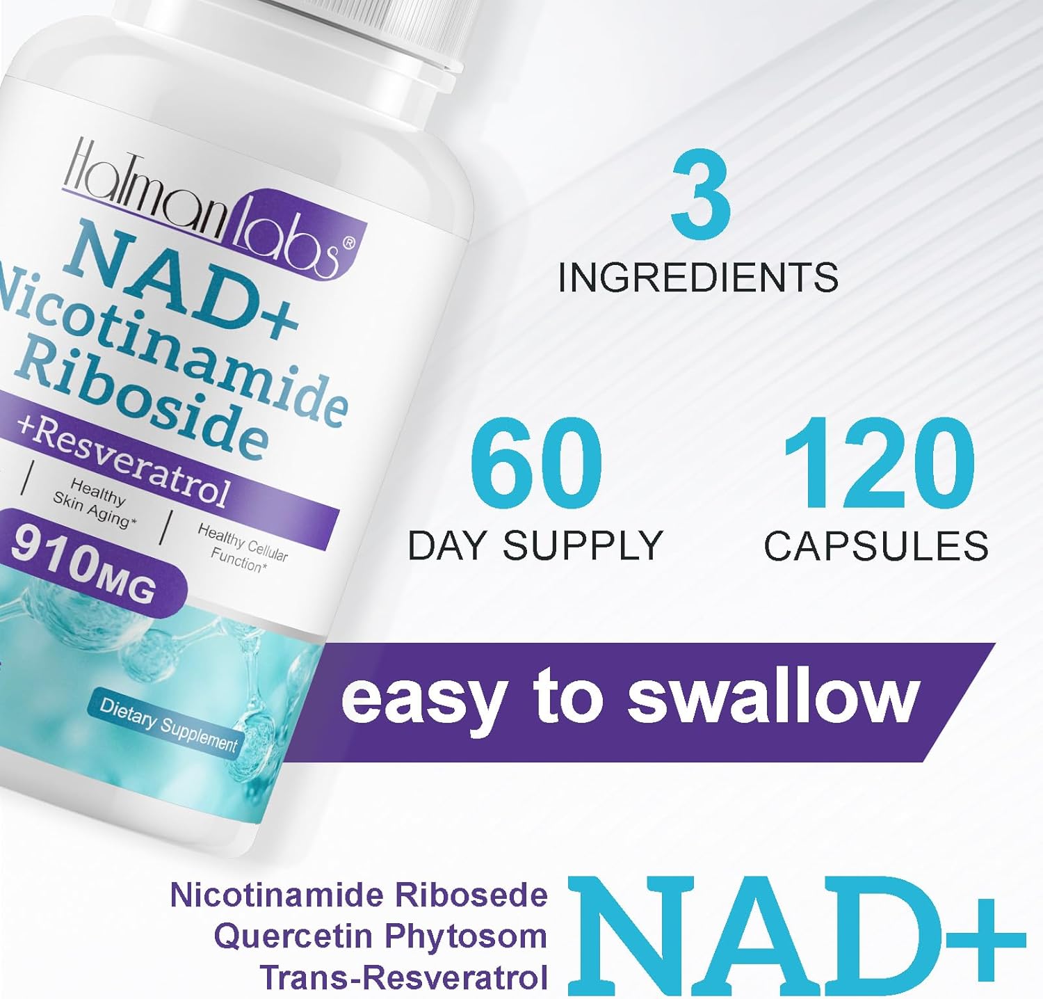 High Purity Liposomal NAD+ Supplement with Resveratrol & Quercetin - 120 Capsules for Anti-Aging, Focus, Energy - BoostGo Australia